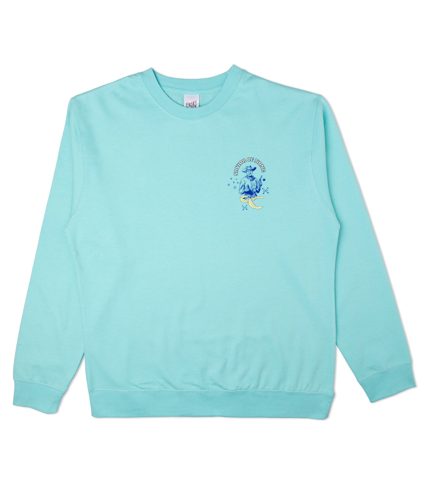 Classic fit midweight mint crewneck sweatshirt with Savior of None front and back prints